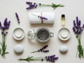 Relaxing lavender spa setup Royalty Free Stock Photo
