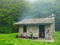 relaxing after a long traking in tuscany meadow