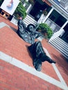 relaxing man statue of man lying on ground resting, Martha's Vineyard