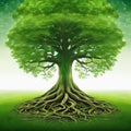 relaxing mind abstract double calm green nature earth with tree roots