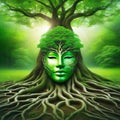 relaxing mind abstract double calm green nature earth with tree roots