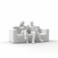 Relaxing parents on couch 3d figure generative AI Royalty Free Stock Photo