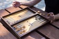 Relaxing with playing backgammon Royalty Free Stock Photo