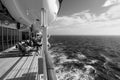 Relaxing on Queen Mary 2 in B&W
