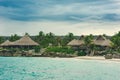 Relaxing on remote Tropical Paradise beach in Royalty Free Stock Photo