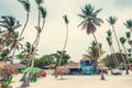 Relaxing on remote Tropical Paradise beach in Royalty Free Stock Photo