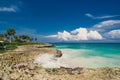 Relaxing on remote Tropical Paradise beach in Royalty Free Stock Photo