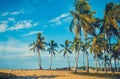 Relaxing on remote Tropical Paradise beach in Royalty Free Stock Photo