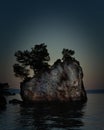 Beautiful summer dawn with and idyllic sunlight at adriatic sea in Dalmatia