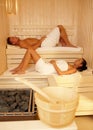 Relaxing in sauna Royalty Free Stock Photo