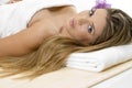 Relaxing model looking you Royalty Free Stock Photo