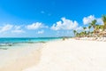 Relaxing on sun lounger at Akumal Beach - Riviera Maya - paradise beaches at Cancun, Quintana Roo, Mexico - Caribbean coast -