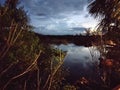 Relaxing at sunset in the rainforest of the amazon jungle Royalty Free Stock Photo