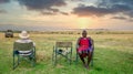 Relaxing at sunset on a safari in Kenya.