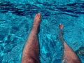 Relaxing at the swimming pool. Man relaxing. Man enjoying the hot summer at swimming-pool. Royalty Free Stock Photo