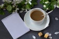 Relaxing time and happiness with cup of coffee Royalty Free Stock Photo