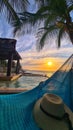 Relaxing under a palm tree Royalty Free Stock Photo