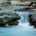 Relaxing view of river stream waterfall. Tranquil wildlife nature Royalty Free Stock Photo