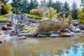 Relaxing waterfall in Grand Rapids Michigan at the Frederik Meijer Gardens Royalty Free Stock Photo