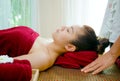 relaxing woman getting spa massage Royalty Free Stock Photo