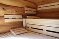 Relaxing wooden beds in the hot Finnish  sauna Royalty Free Stock Photo