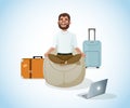 Relaxing and Working in Travel Cartoon Vector Royalty Free Stock Photo