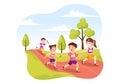 Relay Race Illustration Kids by Passing the Baton to Teammates Until Reaching the Finish Line in a Sports Championship Cartoon