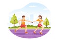 Relay Race Illustration by Passing the Baton to Teammates Until Reaching the Finish Line in a Sports Championship Flat Cartoon