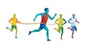 Relay Race Runners Passing Baton Icon, vector design Generative AI Royalty Free Stock Photo