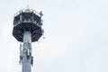 relay tower  transmitter station of 5g internet and telecommunication. Symbol of wireless 5g technology. Royalty Free Stock Photo