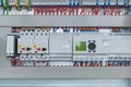 Relays, circuit breakers, motor protection and controllers extension modules. Royalty Free Stock Photo