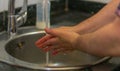 Washing hands thoroughly with soap and water