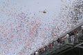 Release of The Balloons at Indy 500 Race and Race Fans Royalty Free Stock Photo