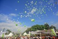 the release of hundreds of helium balloons