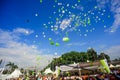 the release of hundreds of helium balloons