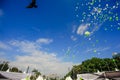 the release of hundreds of helium balloons Royalty Free Stock Photo