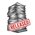 Released Document Stack with Red Stamp Royalty Free Stock Photo