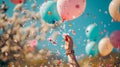 Releasing balloons and confetti to symbolize the joy and positivity brought about by charitable acts on Charity Day. Copy Space