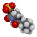 Relebactam drug molecule. Beta-lactamase inhibitor that is adminstered with beta-lactam antibiotics. 3D rendering. Atoms are