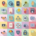 Reliability icons set flat vector. Customer principles Royalty Free Stock Photo