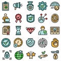 Reliability icons set vector flat Royalty Free Stock Photo