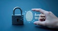 Reliable deposit protection: digital lock, fingerprint security, encrypted code, cyber shield, banking vault, trusted Royalty Free Stock Photo