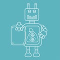 Reliable investment funds. Robot guards a large sum of money