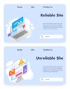 Reliable site vector website landing page template set Royalty Free Stock Photo