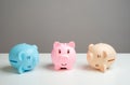 A reliable way to save money. One of the piggy banks\' piggy banks stood on its feet after the crisis and adversity.