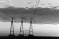 Reliance power lines. Black-white photo Royalty Free Stock Photo