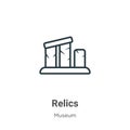 Relics outline vector icon. Thin line black relics icon, flat vector simple element illustration from editable museum concept