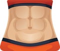 Relief abdominal muscles. Strong woman abs. Perfect stomach. Beautiful fitness body. Vector, illustration