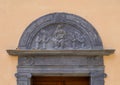 Relief above the entrance to the Oratory Santa Maria Assunto in Portofino, Italy