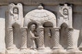 Relief above the portal San Salvatore church in Lucca, Italy